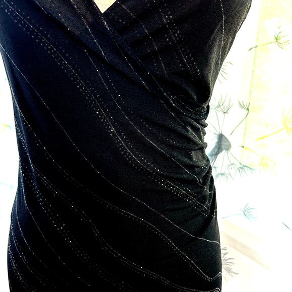 Black w/ Sparkly Striped Design VTG CLUB NEO USA Dress Size Sm Bodycon Y2K - Picture 7 of 10